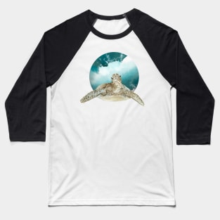 Painted turtle with ocean/sea background Baseball T-Shirt